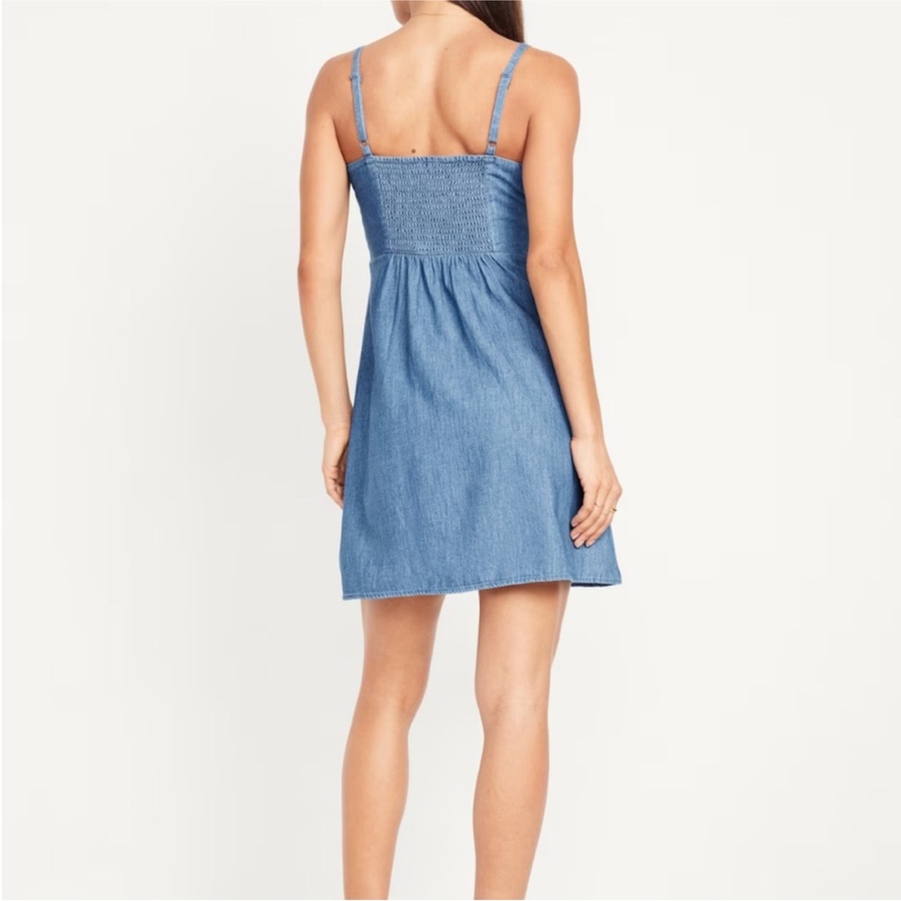 Old Navy 100% cotton Blue cami Spaghetti Strap Dress size L light wash - Picture 5 of 5